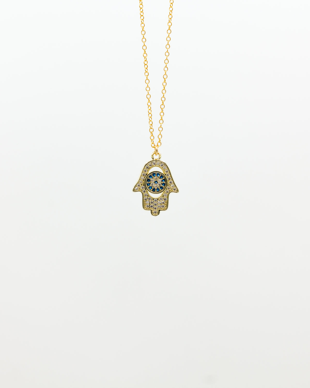 Hamsa Hand Pendant Necklace in 9ct Yellow Gold